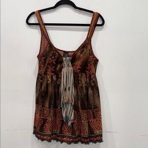 Anac Brown Tie Front Relaxed Blouse